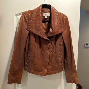 Michael Kors, brown leather jacket, size medium